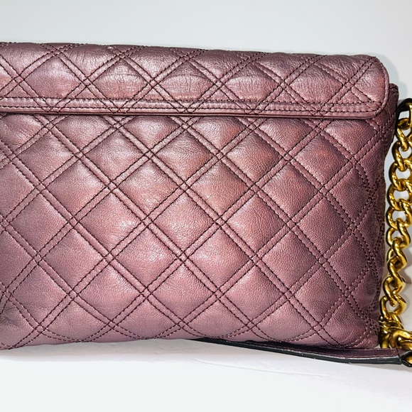 Marc Jacobs Leather Quilted Metallic Purple Shoulder Bag - Picture 3 of 9